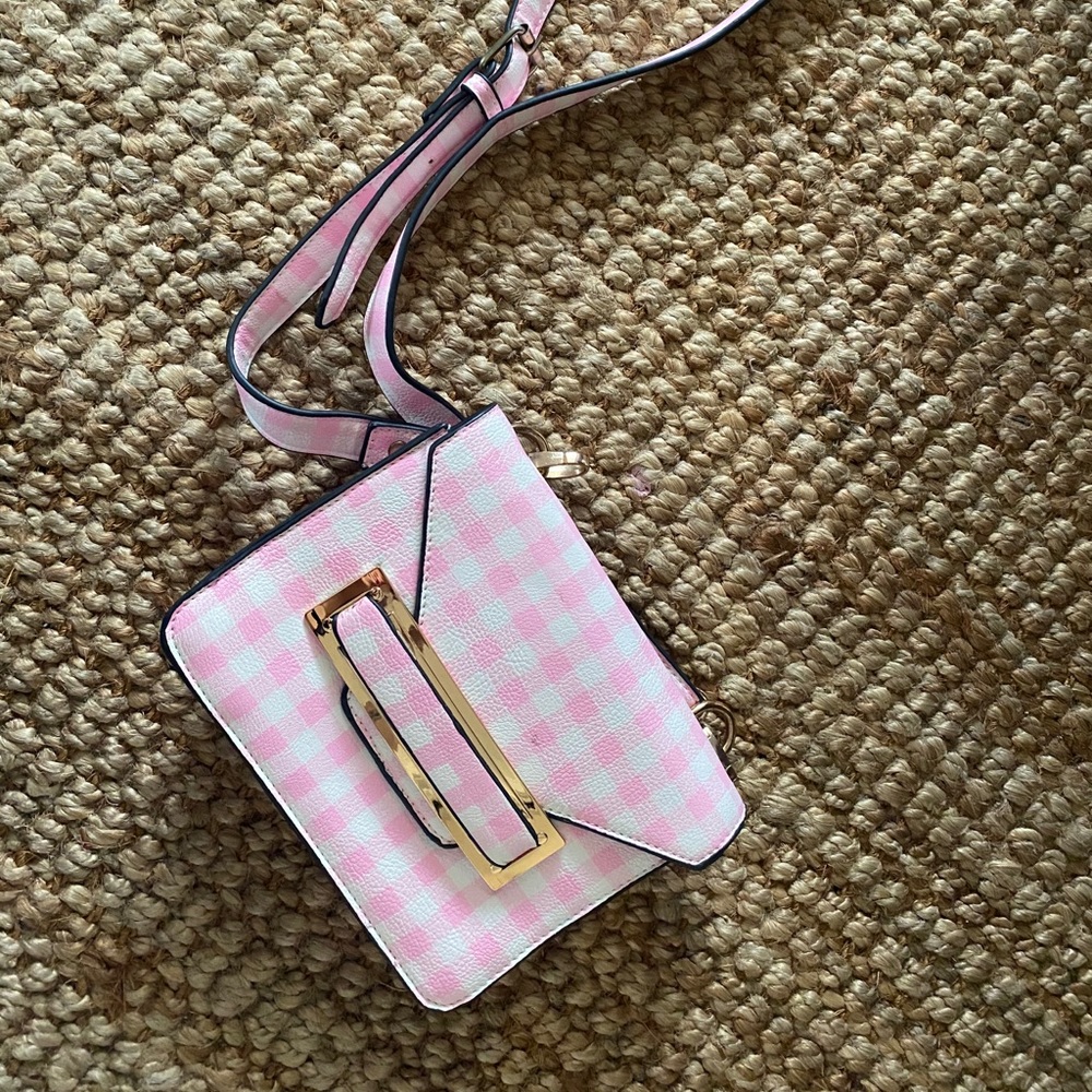 Kling Pink Gingham Envelope Shoulder Purse